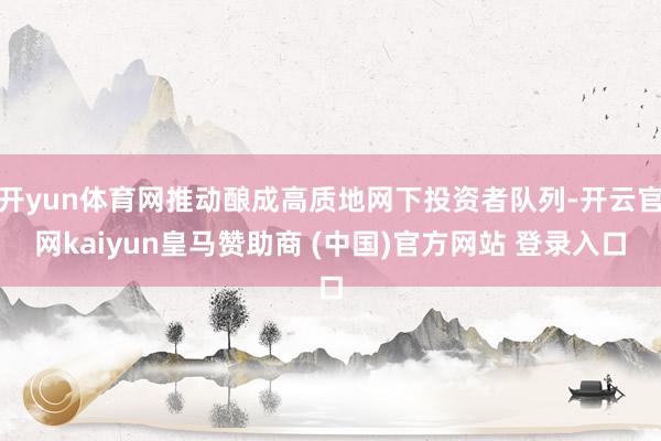 开yun体育网推动酿成高质地网下投资者队列-开云官网kaiyun皇马赞助商 (中国)官方网站 登录入口