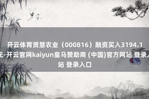 开云体育贤慧农业(000816)融资买入3194.1万元-开云官网kaiyun皇马赞助商 (中国)官方网站 登录入口